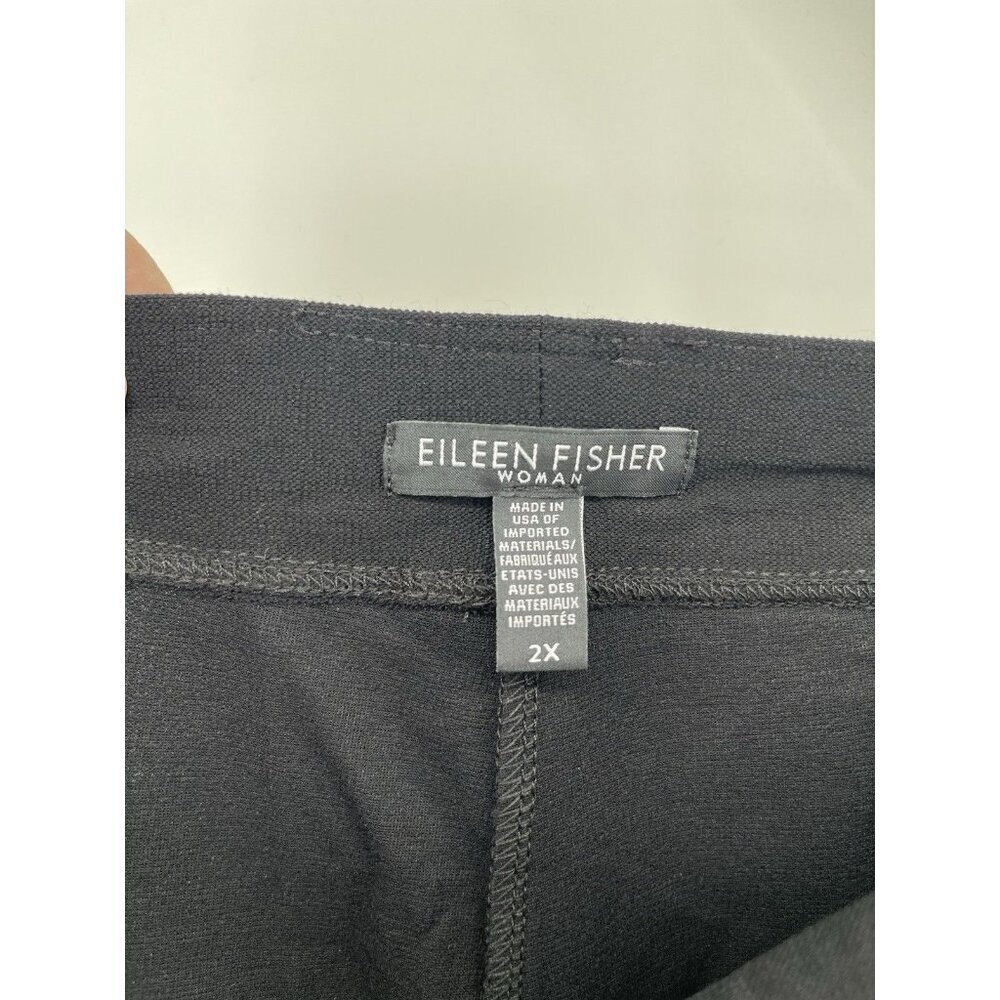 Eileen Fisher 2X Plus Ankle Capri Pants Women Black Stretch Pull On Business - Picture 3 of 6